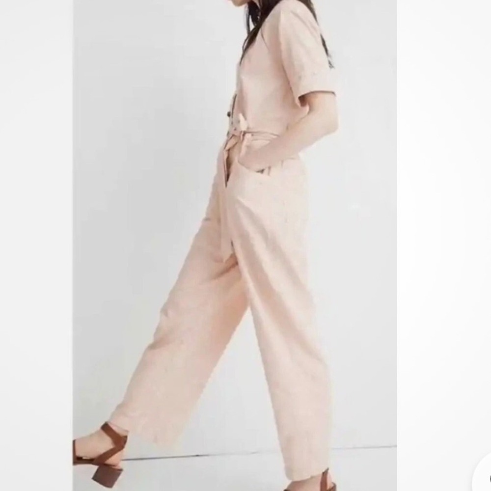 Madewell Size 14‎ Pink Top-Stitched Coverall Jumpsuit Bashful Blush pink - Picture 2 of 12